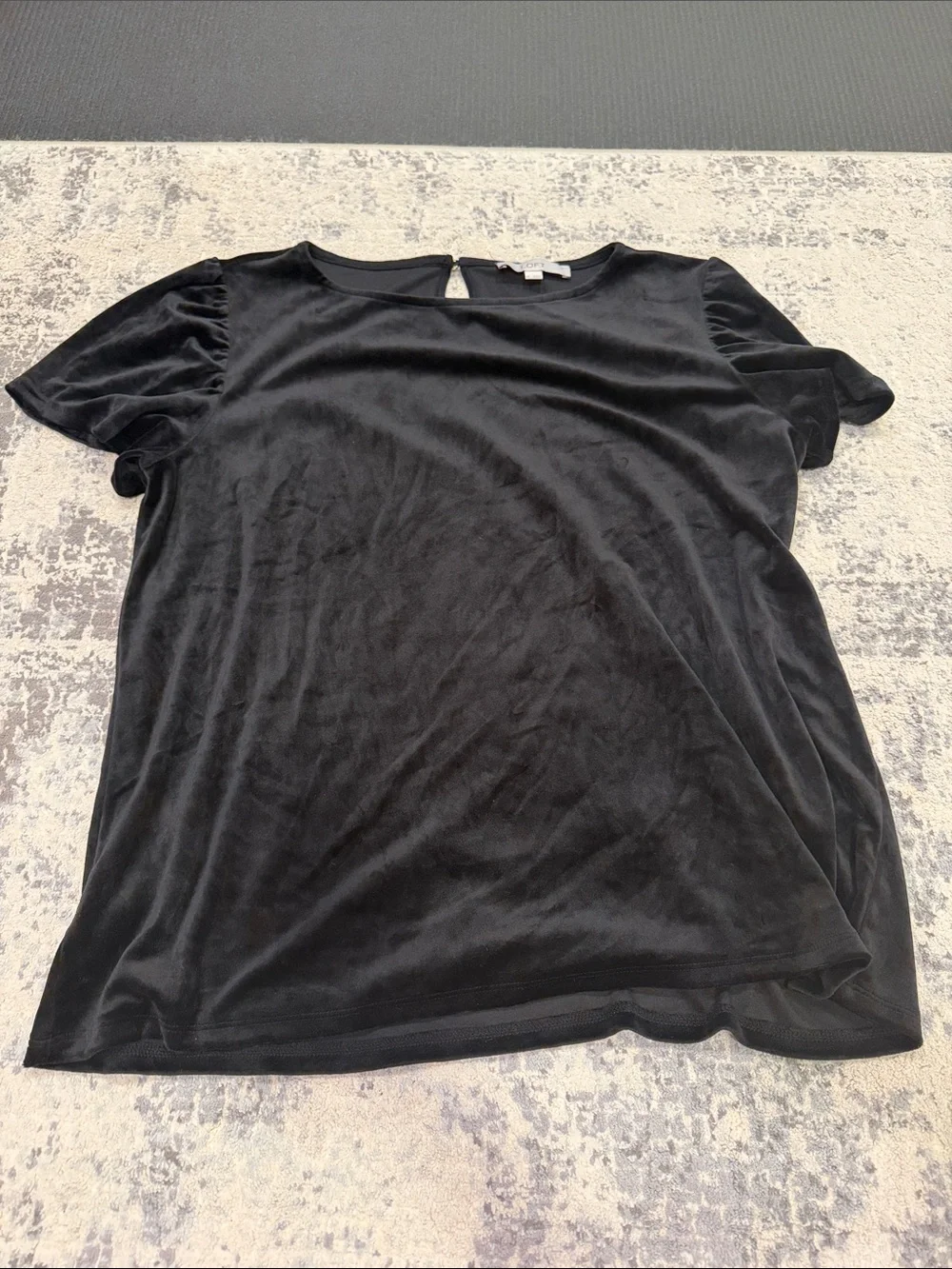 Loft Black Velvet Short Sleeve Women's Top
